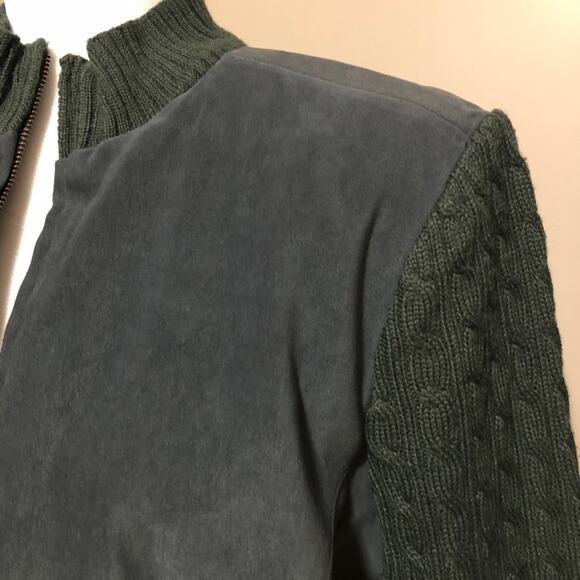 Christopher & Banks Faux Suede Wool blend Knit Sweater Jacket Cardigan Size M - Picture 11 of 14